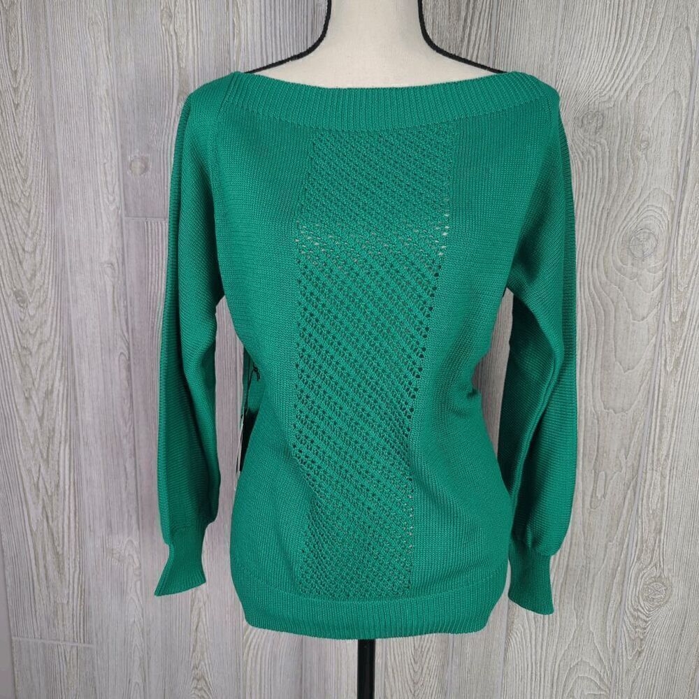 Brand New Callahan Knitwear Women’s Small Green Knit Vented Pullover Sweater